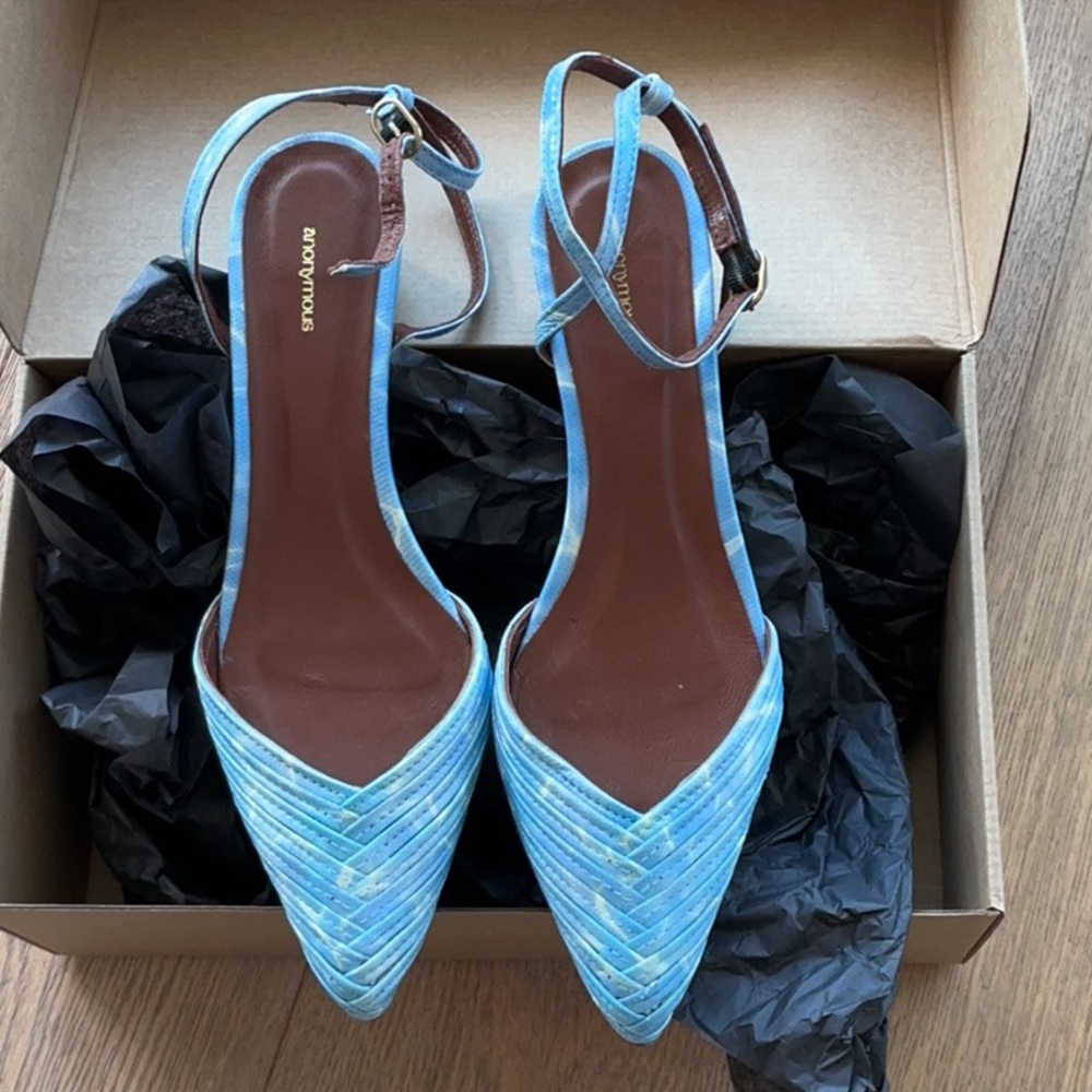 Anonymous Copenhagen Ankle-Strap Pointed Toe Heels in Light Blue - Picture 6 of 10